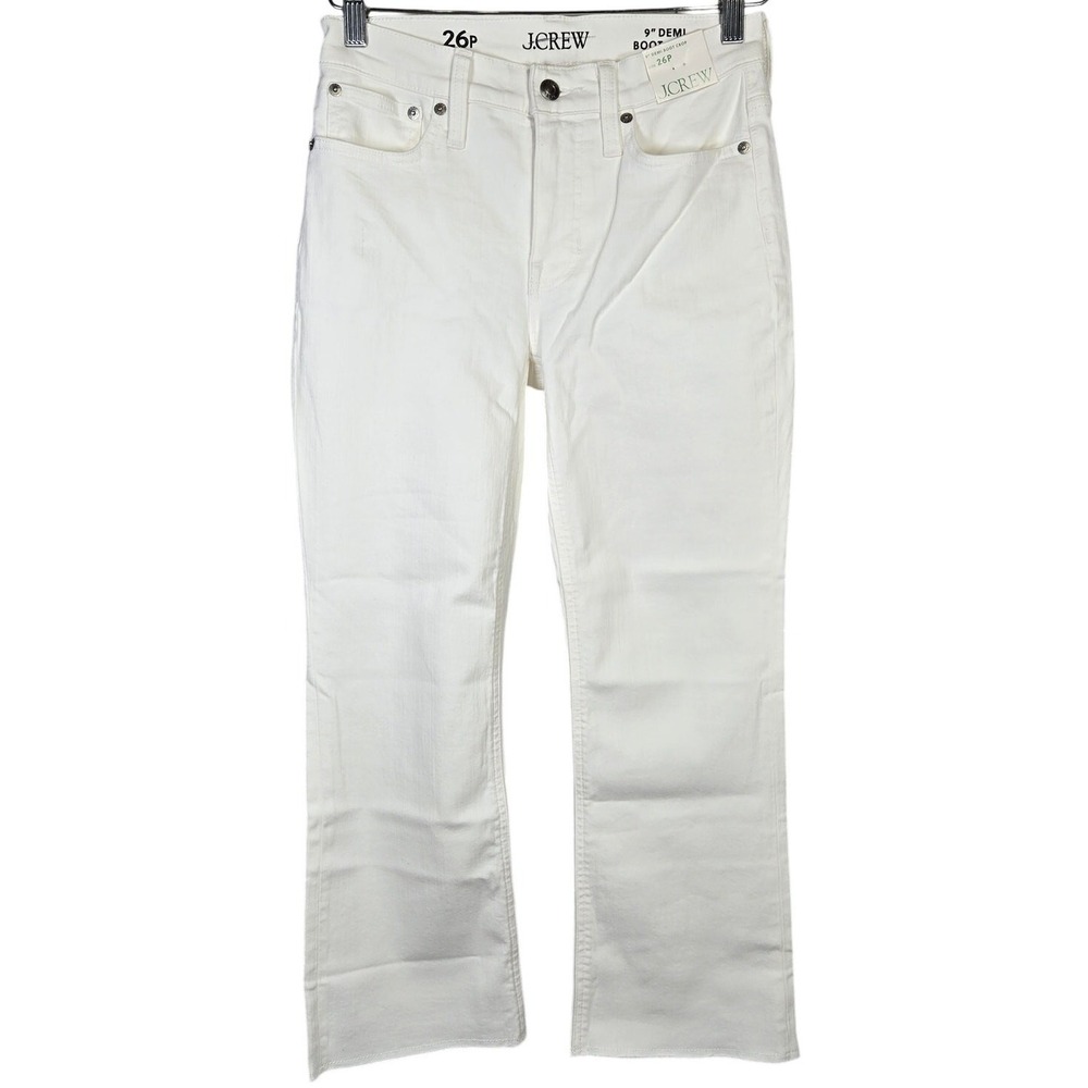 J. Crew Petite 9" demi-boot crop jean in‎ white wash P26 NWT